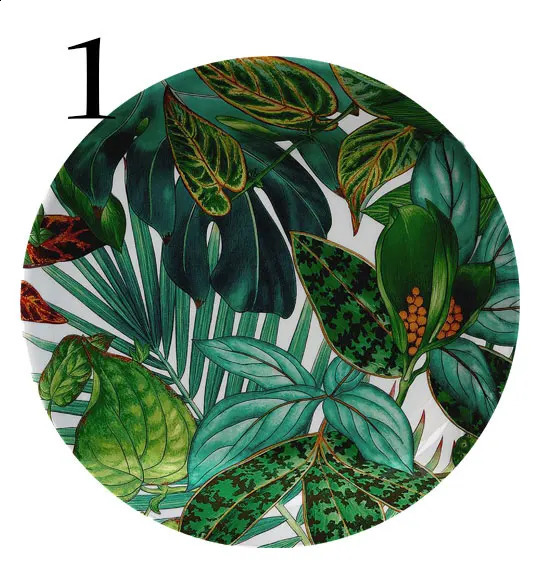 Jungle Horse Series Decorative Panel European Style Ceramic Plant Flower Plate Round Ceramic Craft Oriental Horse Garden Plants 240911