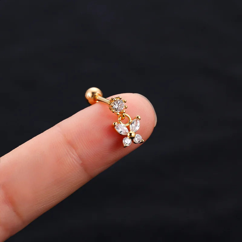 316L Steel Tragus/Cartilage Piercing Stud 16G Stainless Steel Cartilage Cubic Zirconia Stud Earrings for Women Girls 260711BJ - view 7