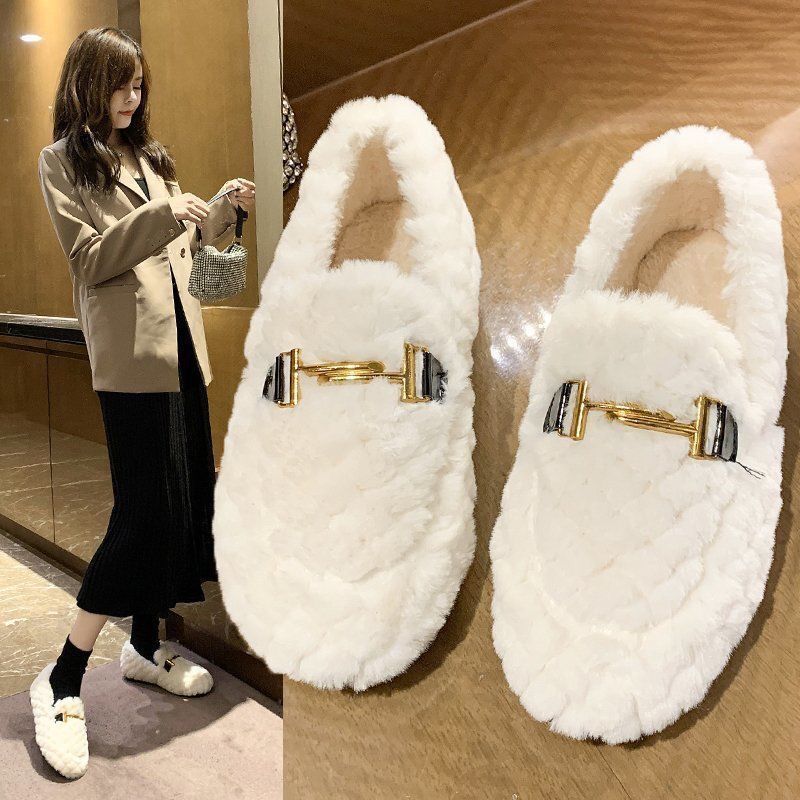 New Free Shipping designer slippers Veet Flat Cotton Fury Shoes Women's Autumn hot and Winter Outerwear Size 36-40