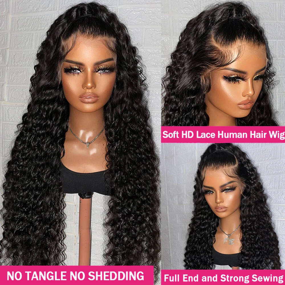 30 Inch Water Curly 13X6 HD Deep Wave Frontal Wig 13X4 Lace Human Hair Wigs For Women On Sale