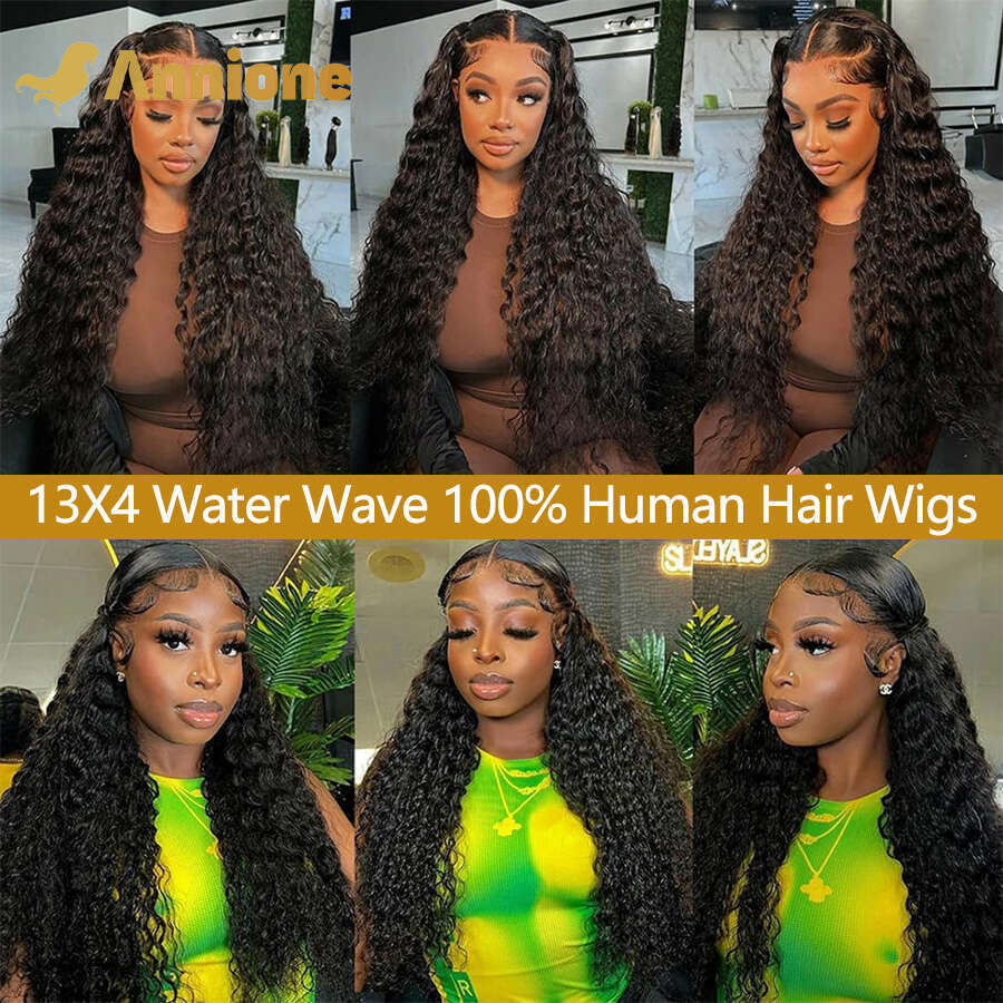 Water Curly 28Inch 13X4 HD Transparent Lace Front Wig Brazilian Natural 100% Human Hair Wigs For Women