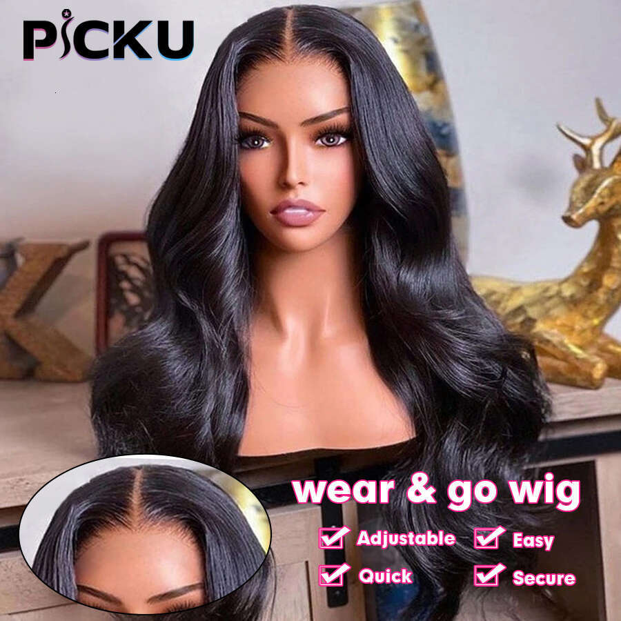Body Wave Glueless Front Human Hair For Women Plucked HD Wear Go Wigs Pre Cut 6X4 Lace Closure Wig