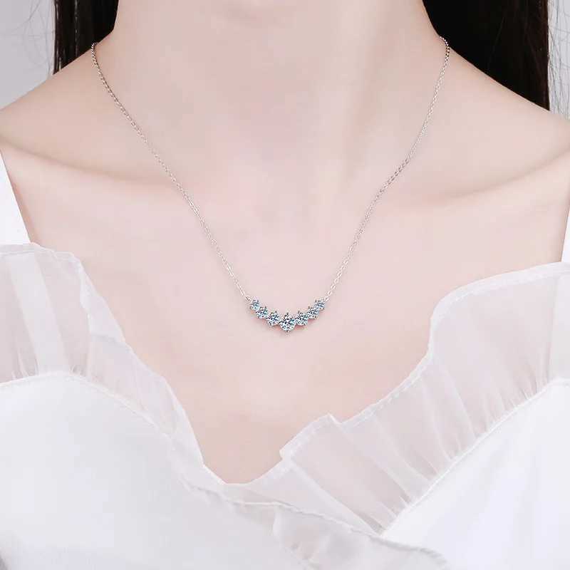 K. NOBSPIN Moissanite Womens Wedding Necklace Exquisite Jewelry Certificate 925 Pure Silver Plated 18K White Gold Necklace W240918