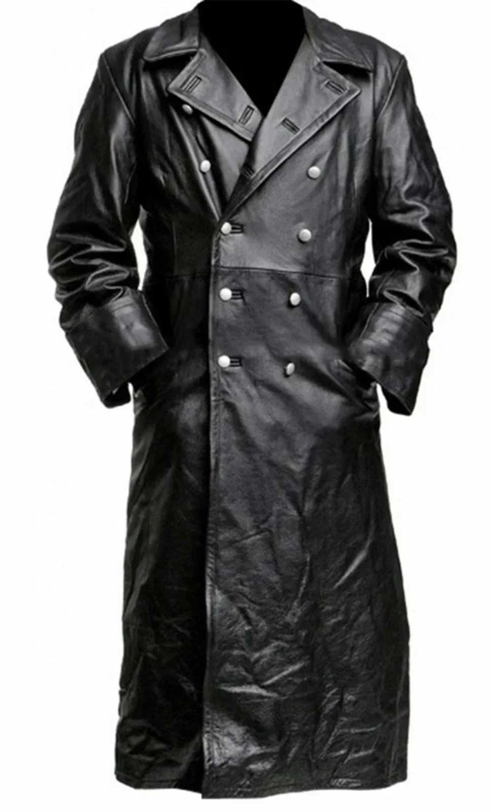 TPJB Mens Jacket German Classic Artificial Leather WWII Military Unit Officer Black Genuine Leather Handcart Jacket W240918