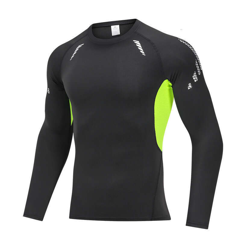 Custom fitness clothing in stock, men's basketball quick drying long sleeved running yoga training high elasticity tight fitting clothes