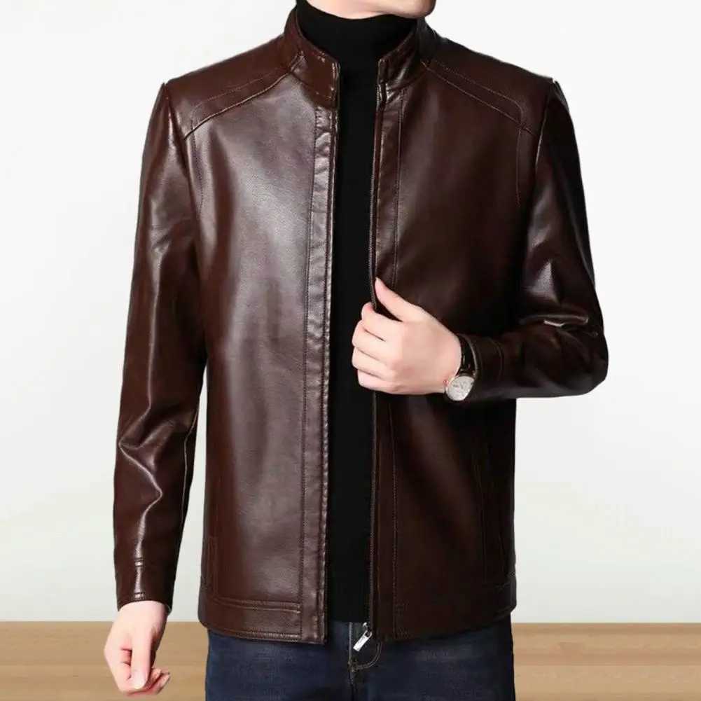 Mens leather suit jacket ultra-thin jacket Pu jacket fashionable leather jacket T-shirt casual jacket mens jacket zipper jacket W241102