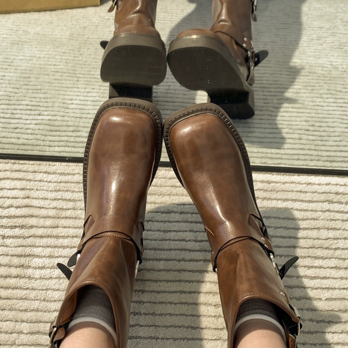 Stylish Clunky High Heel Martin Boots 3b17