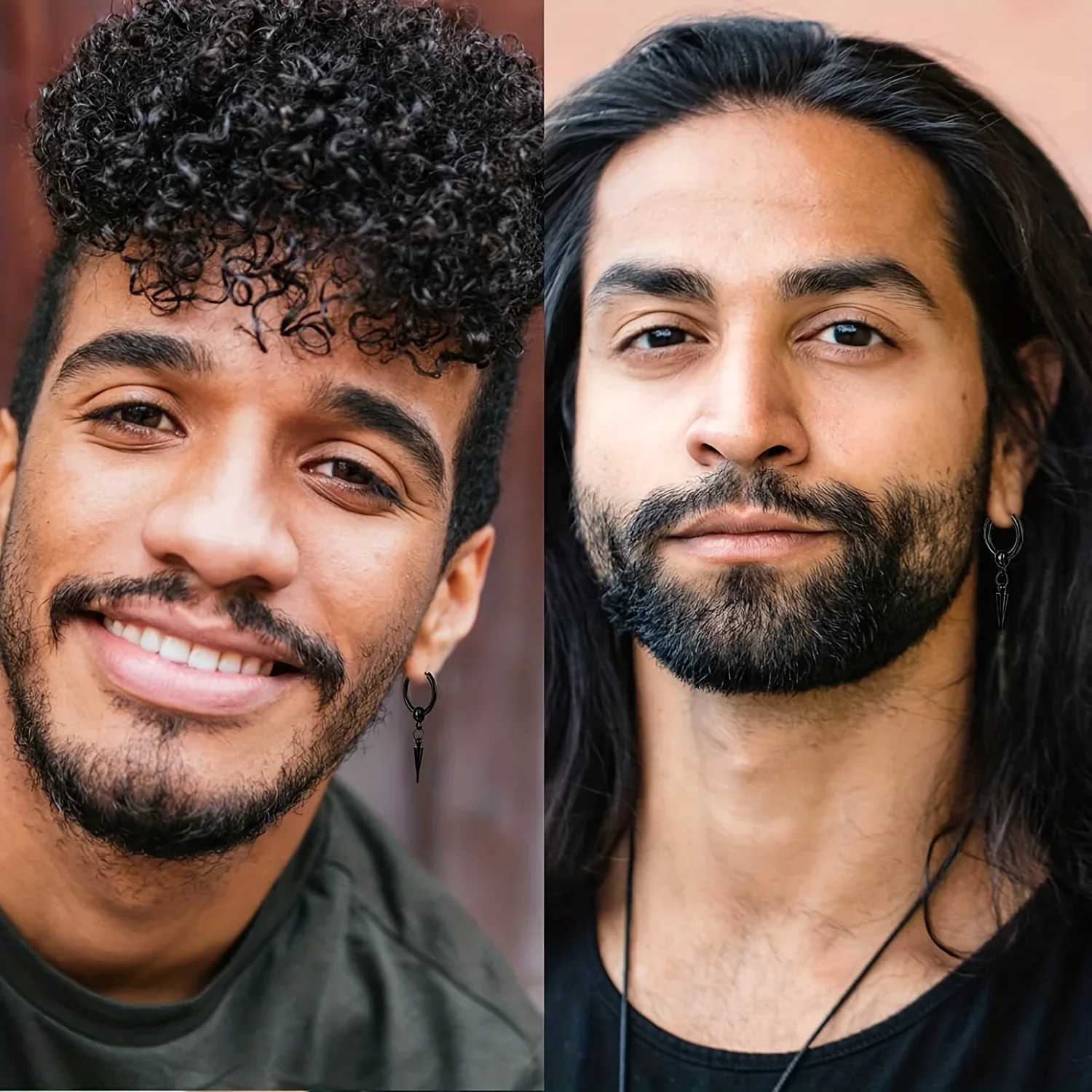 16 pairs of mens stainless steel stud earrings simple ring earrings W240918