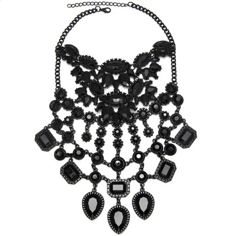 Fashion Jewelry Maxi Necklace For Women Rhinestone Beads Collar Choker Necklace Tassel Crystal Statement Collier Boho Jewelry 240910