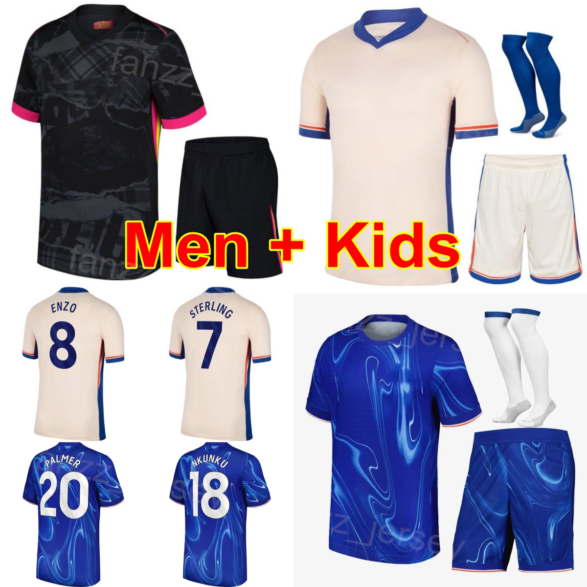 Club Youth Man Soccer 20 Cole Palmer Jerseys 2024/25 11 Noni Madueke 15 Nicolas Jackson 14 Joao Felix 1 Sanchez 7 Pedro Neto 8 Enzo Fernandez Football Shirt Kit QieErXi