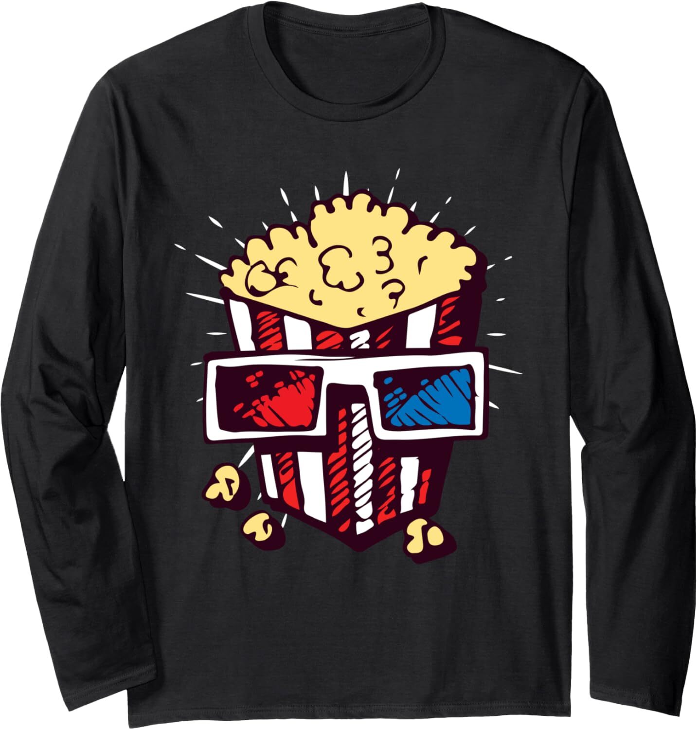 Long Sleeve Shirts for Men sweatshirt Pop Corn Container With Sunglasses Funny Movie Long Sleeve Tee Streetwear Casual tops clothes