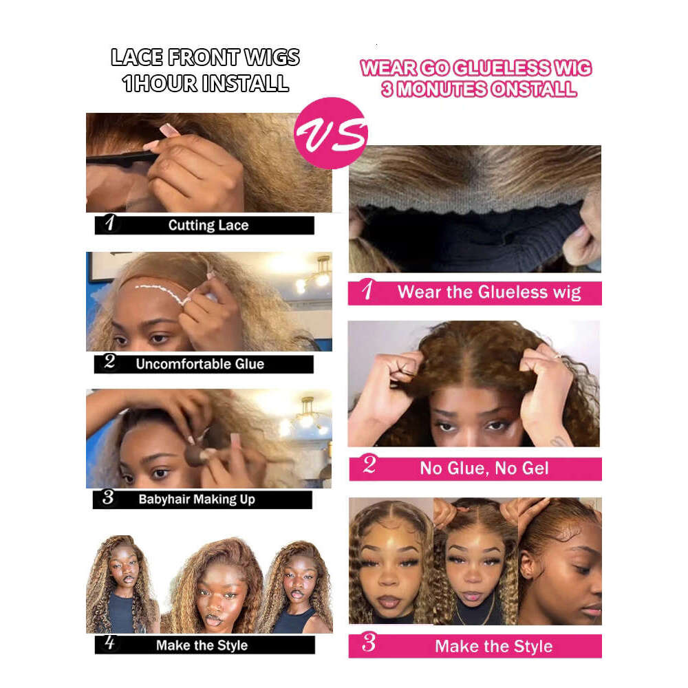 Wear And Ombre Highlight Deep Water Wave 6X4 Hd Lace Glueless Pre Plucked Human Wigs Ready To Go Curly Wig 100%