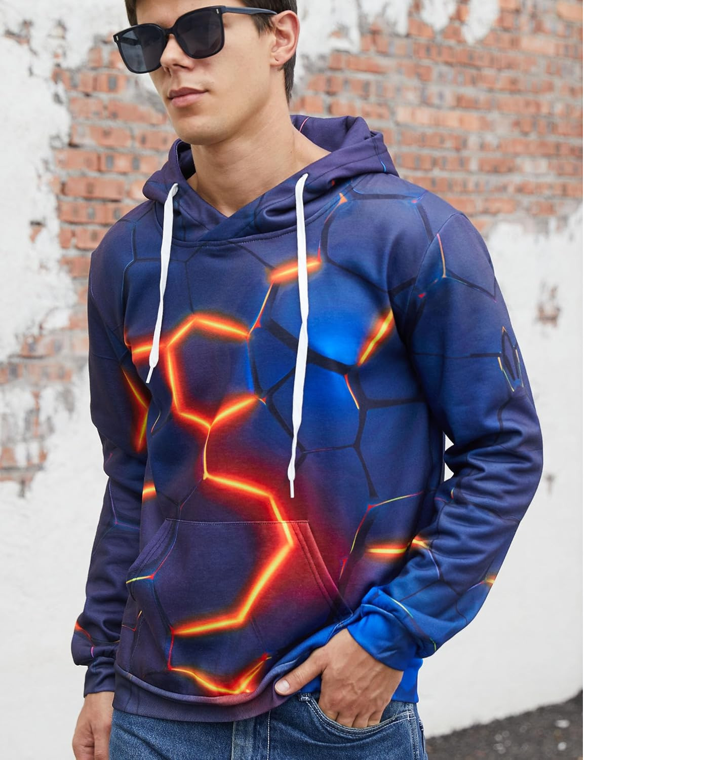 Hoodie for Mens Womens Unisex Cool 3D Liner Hoodies Upgrade Quality Pullover Novelty Print Sweatshirt With Front Pocket Graphic