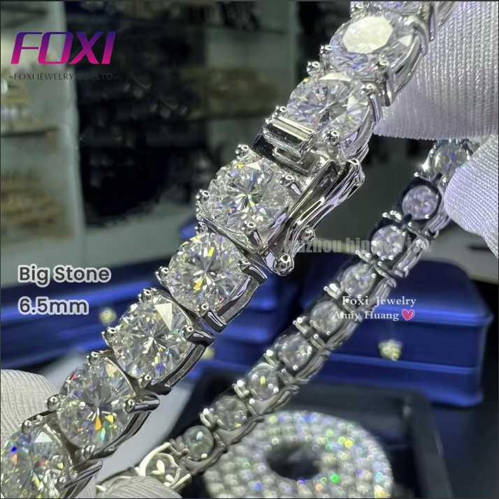 Mossanite VVS Diamond Tennis Chain 3mm 4mm 5mm Solid 925 Silver Tester Passed Round Brilliant Cut Moissanite Tennis Bracelet