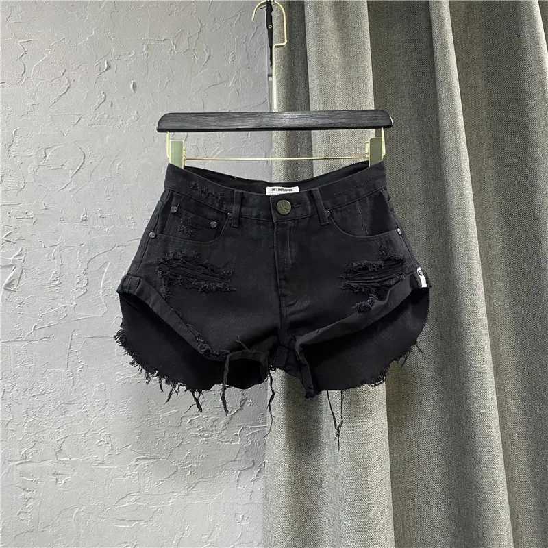 2024 New Summer Womens Sexy Low-waisted Jeans Denim Shorts Hole A Wide-leg Pants Ripped Jeans 4 colorsX240918