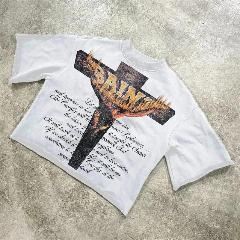 Y2K Vintage Clothing Retro Classic Graphic Printed Loose Short Sleeve Harajuku Gothic Casual Oversized Cotton T Shirt Men Women 240913