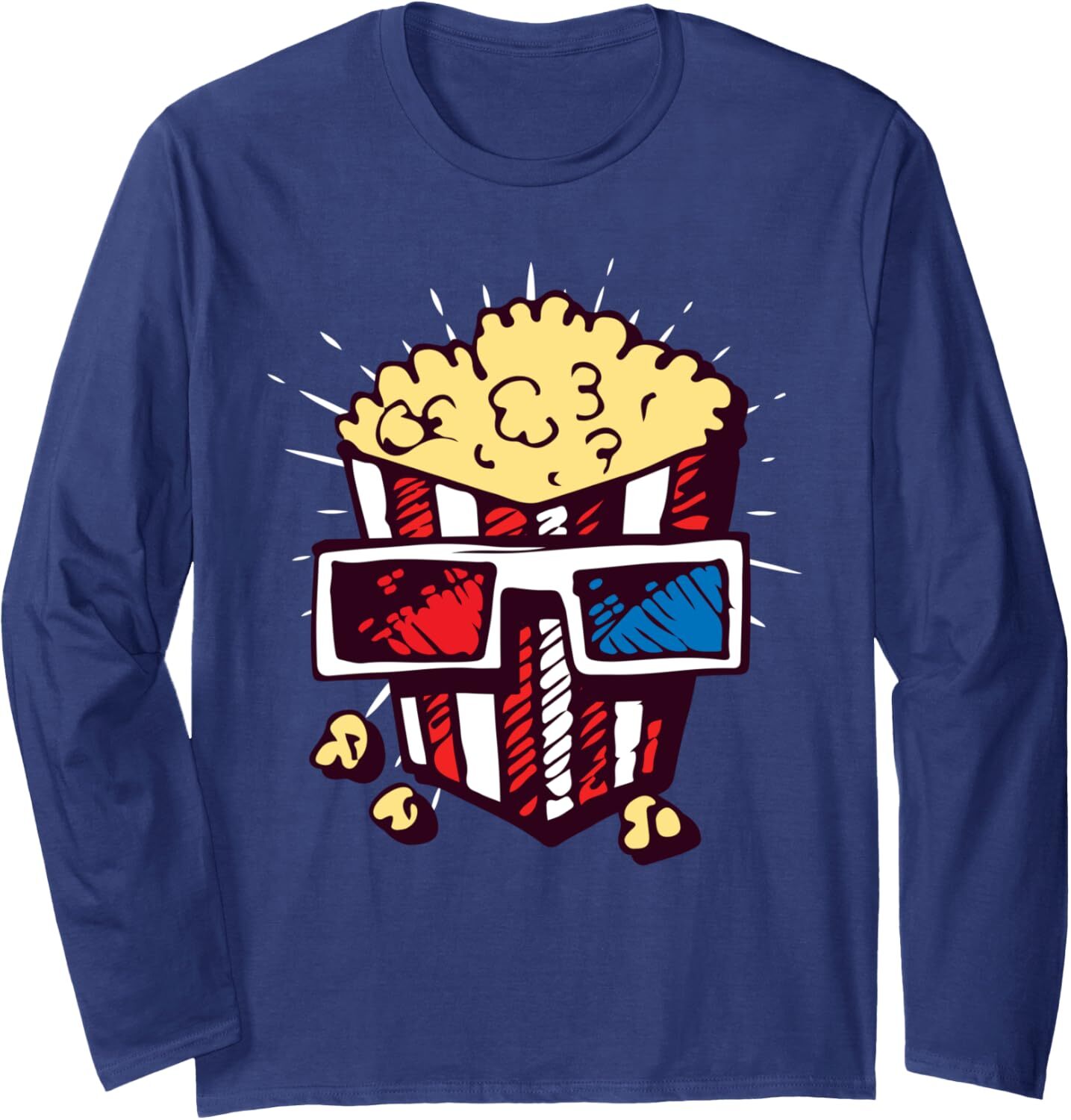 Long Sleeve Shirts for Men sweatshirt Pop Corn Container With Sunglasses Funny Movie Long Sleeve Tee Streetwear Casual tops clothes