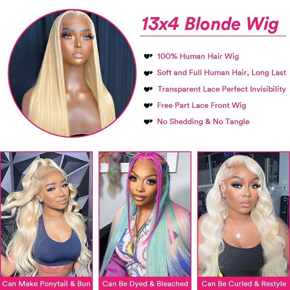 Blonde Frontal Human Hair 613 HD Transparent Bone Straight 13X4 Brazilian Remy Lace Front Wig For Women