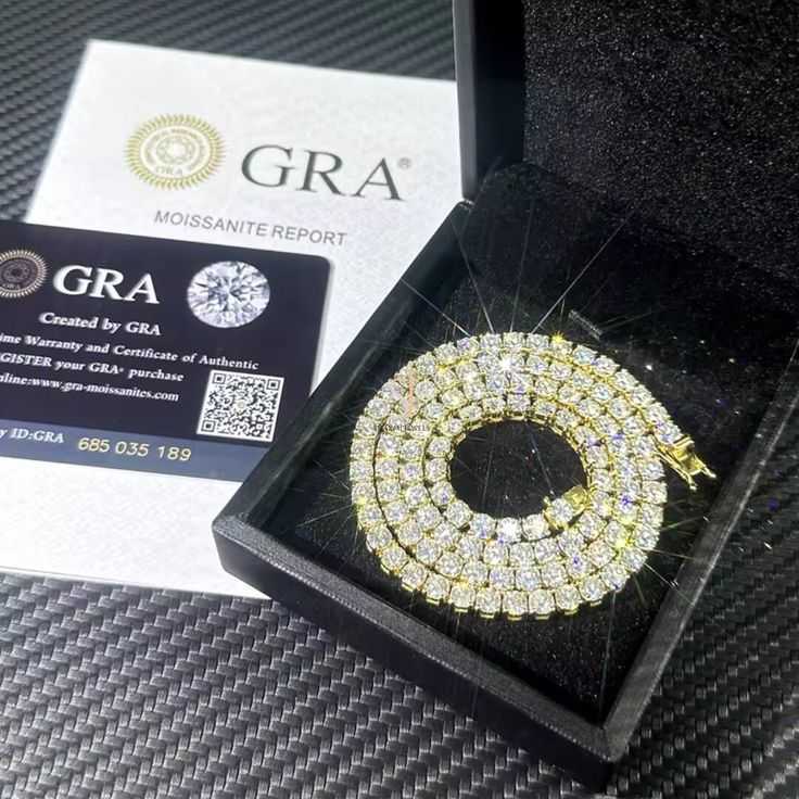 2mm 3mm 4mm 5mm Moissanite Tennis Chain D VVS Moissanite Diamond Tennis Chain Necklace 925 Sterling Silver Hip Hop Jewelry