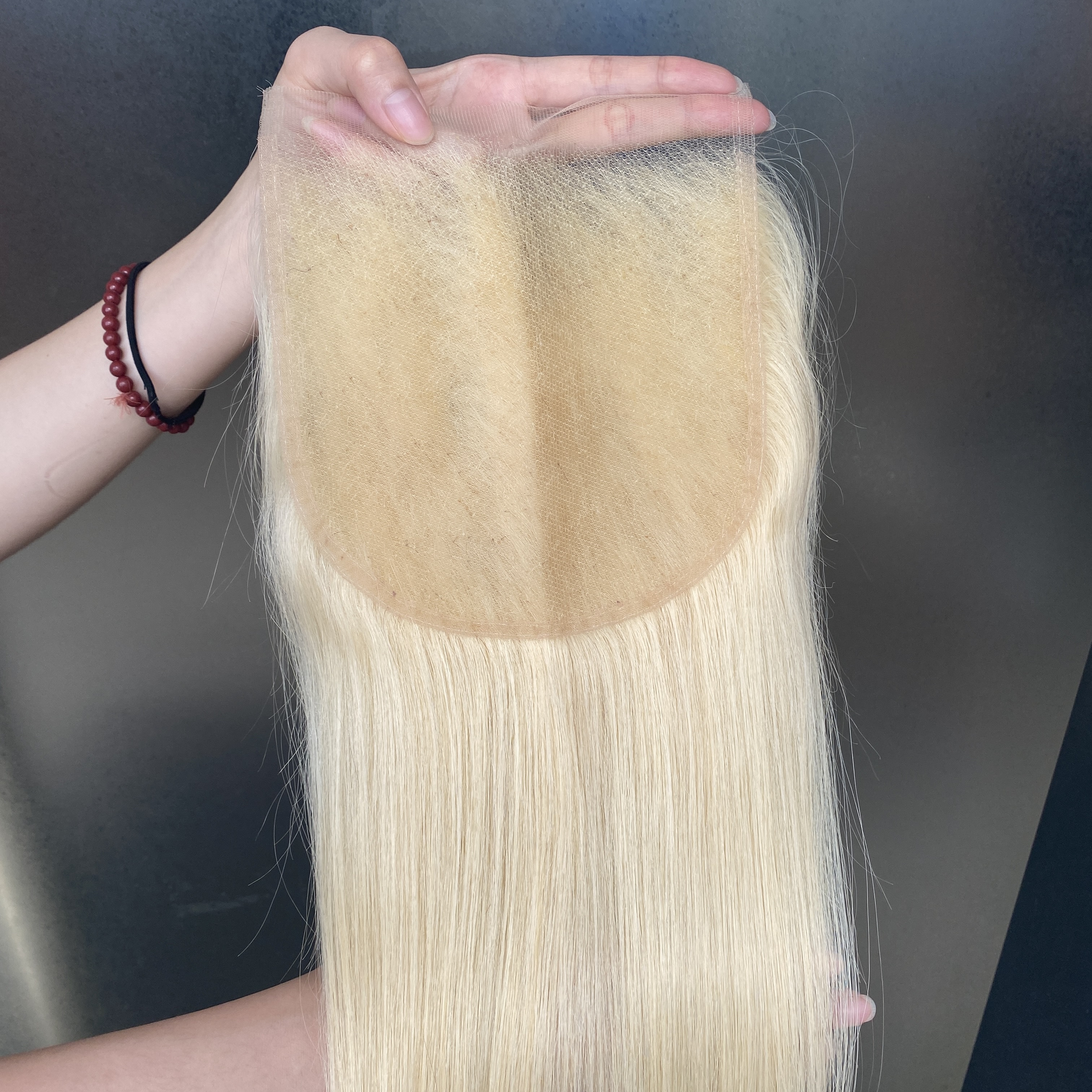 100% Raw Virgin Remy Human Hair 613 Blond Straight Body Wave 6x6 HD Lace Closure 2 Pieces