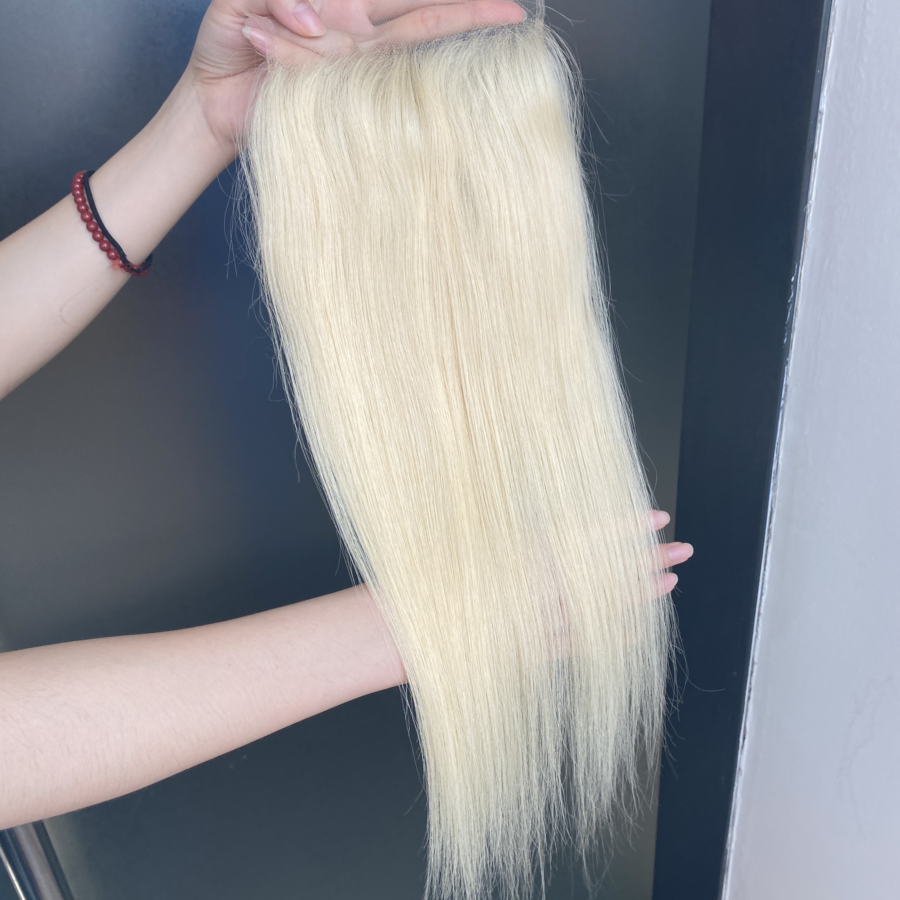 100% Raw Virgin Remy Human Hair 613 Blond Straight Body Wave 6x6 HD Lace Closure 2 Pieces