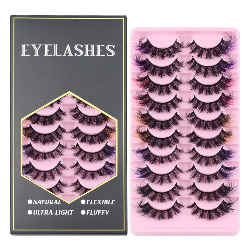 Colored Mink Eyelash Extensions - Natural Thick Fluffy 3D Full Strip Lashes Soft & Reusable lti-Layer X250925