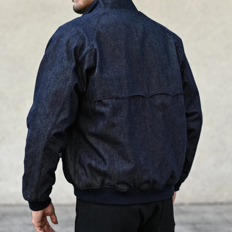 Sauce Zhan Mens Vintage Golf Denim Jacket For Man Classical Gentleman Work Coats Indigo Regulat Fit