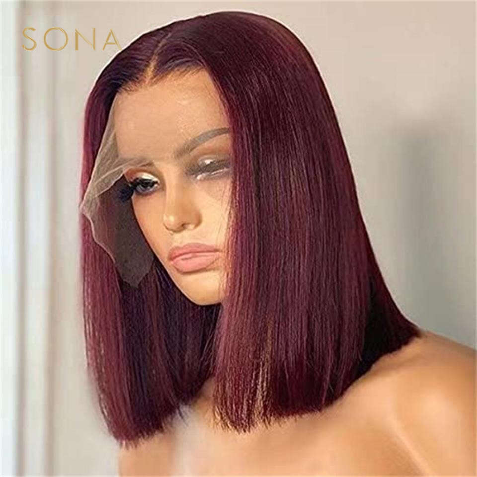 Bury 99J Human Hair 13X4 Frontal Wigs For Women Ginger Colored Lace Front Bob Wig Pre Plecked