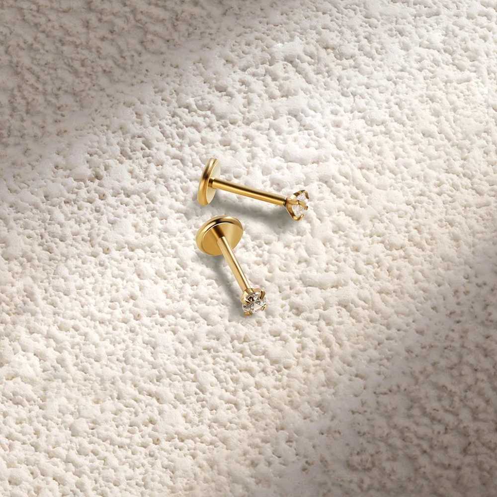 2/6PCS Stainless Steel Eearring Nose Stud Cartilage Piercing Jewelry Helix Tragus Lip Flat Back Tiny Earrings for Women 18GX240918
