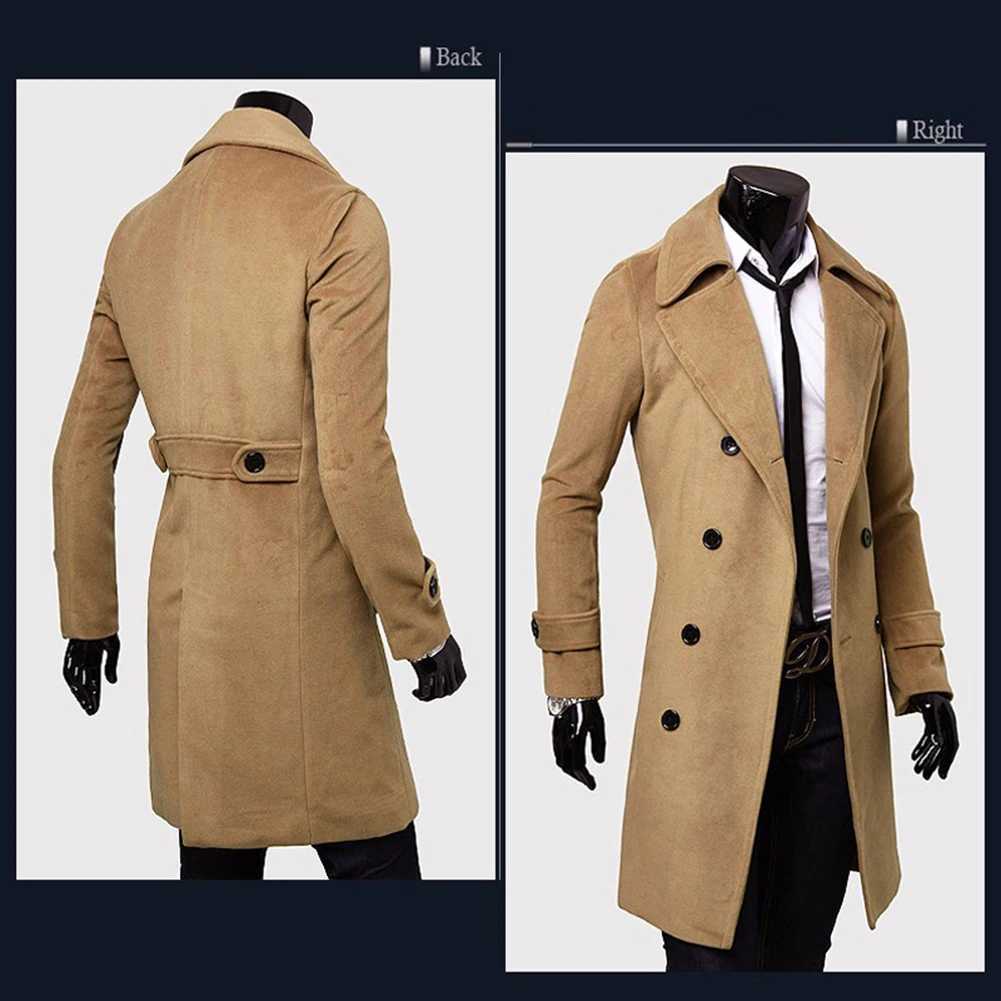 Mens TrenchCoat solid color long sleeved lapel button ultra-thin set jacket mens long jacket XXXL W240918