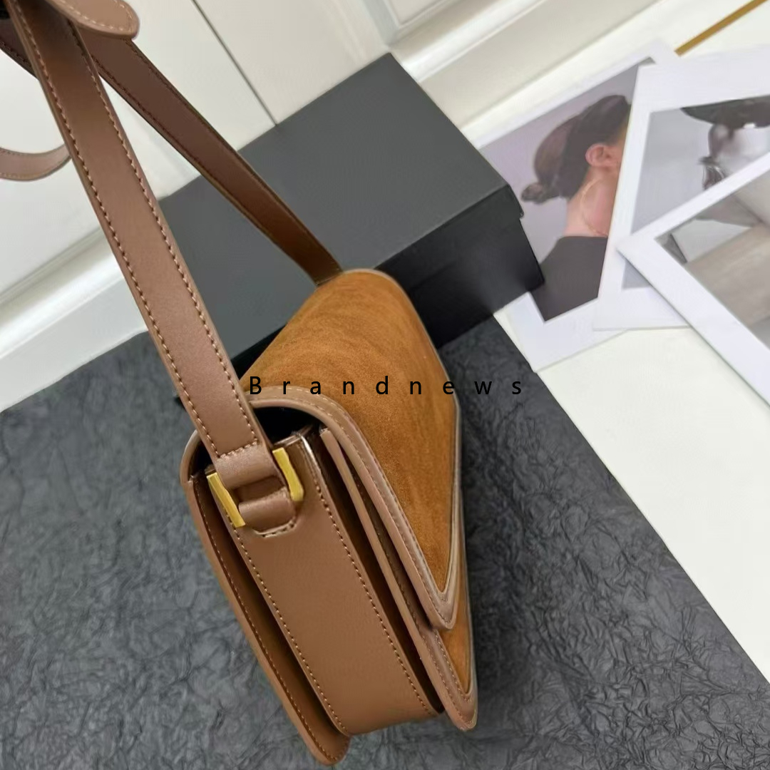Women's Genuine Suede Leather Crossbody Vintage Retro Box Postman Shoulder Bag, Designer Fashion Handbag, Brand Purse, Winter Square Messenger Ba