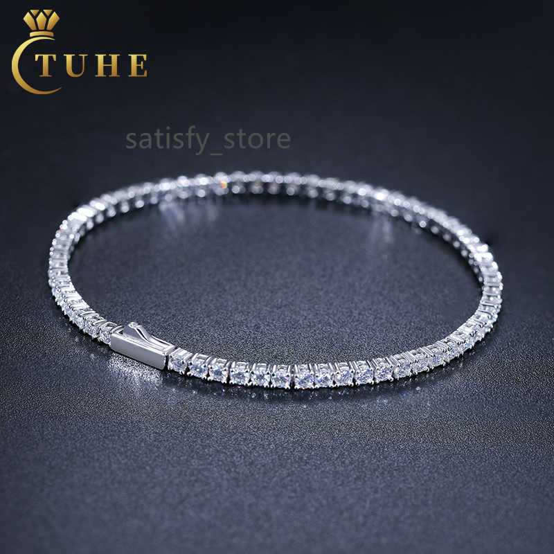 Factory Price Lab Diamond 2mm 2.5mm Tennis Chain 925 Silver Vvs Moissanite Hip Hop Iced Out Tennis Bracelet