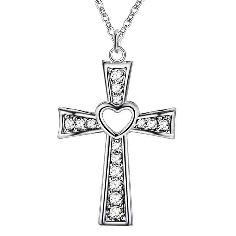 Promotion 925 sterling silver beautiful fashionable elegant and charming crystal cross pendant CZ zircon beautiful necklace jewelry W240918