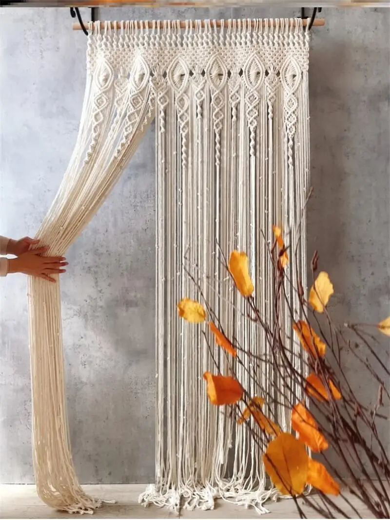 Handmade Macrame curtains cotton ropes Macrema doors and windows Tapestry curtains wall mounted tape Boho decorations 240918