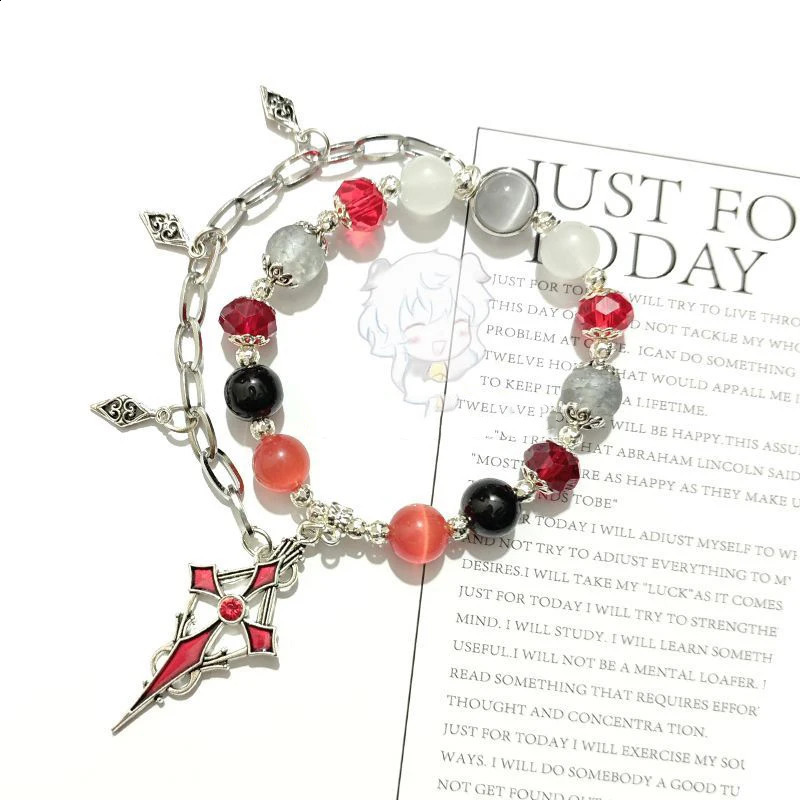 Genshin Impact Knave Arlecchino Role Playing Bracelet Neutral Bead Bracelet Classic Pendant Jewelry Accessories Props Gifts 240918