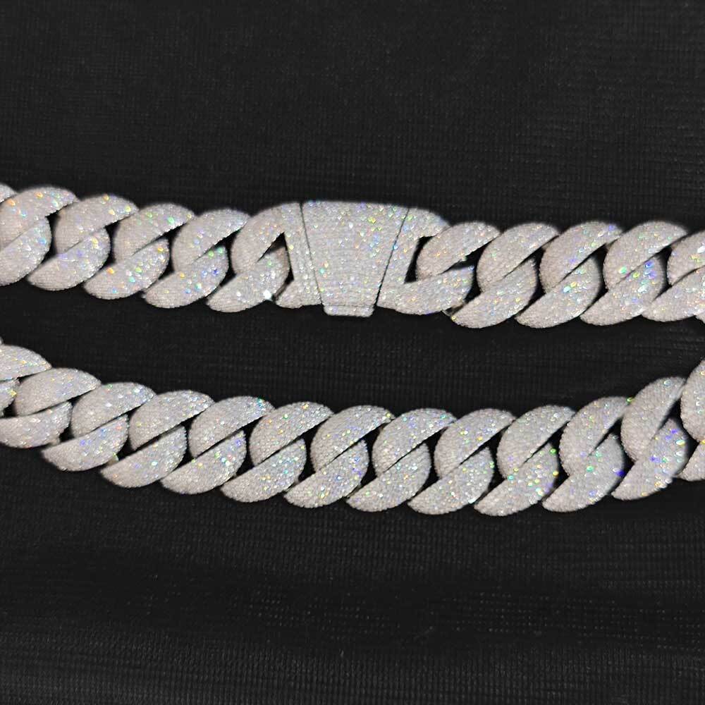 moissanite chain cuban link chain Good Quality 22mm Bubble Pave Setting 5 Rows Fashion Hip Hop Jewelry Cubic Zirconia Necklaces Mens Luxury