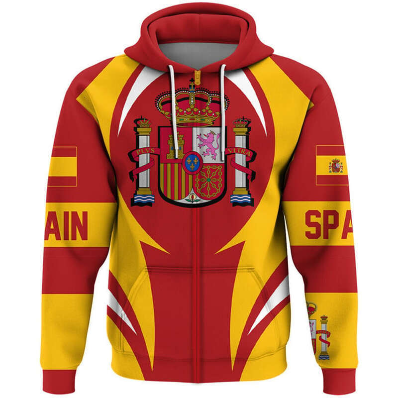 Spain Map Flag 3D Printed Zip Up Hoodies For Men Clothes National Emblem Sports Boy Tracuit Casual Kids Zipper Hoody Pullovers