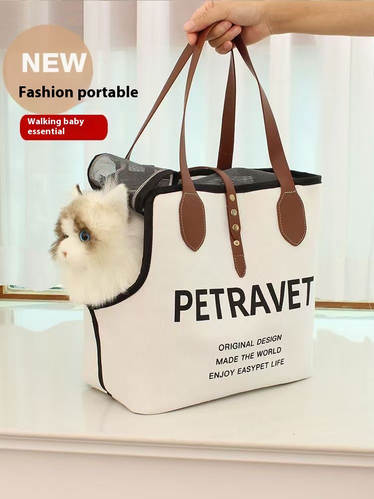 Canvas One-shoulder Cat & Dog Bag - Portable Pet Outing Carrier For Animal Travel Storage