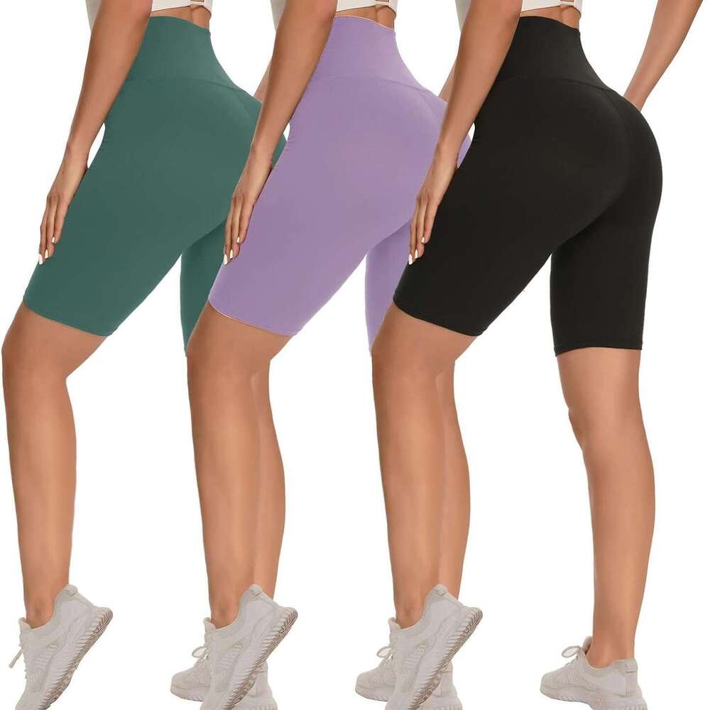 Hot selling yoga shorts for foreign trade, women's nude yoga fitness pants, high elasticity, tight fitting, abdominal and hip lifting cycling pan