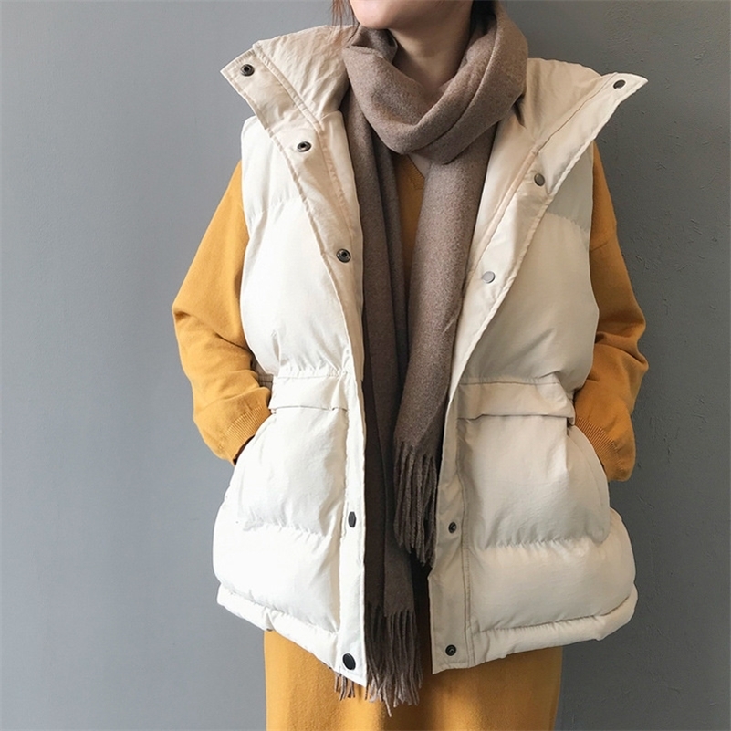 Autumn Winter Elegant Cotton Warm Vest Female Students Streetwear Korean Loose Sleeveless Parkas Vest Women 240911
