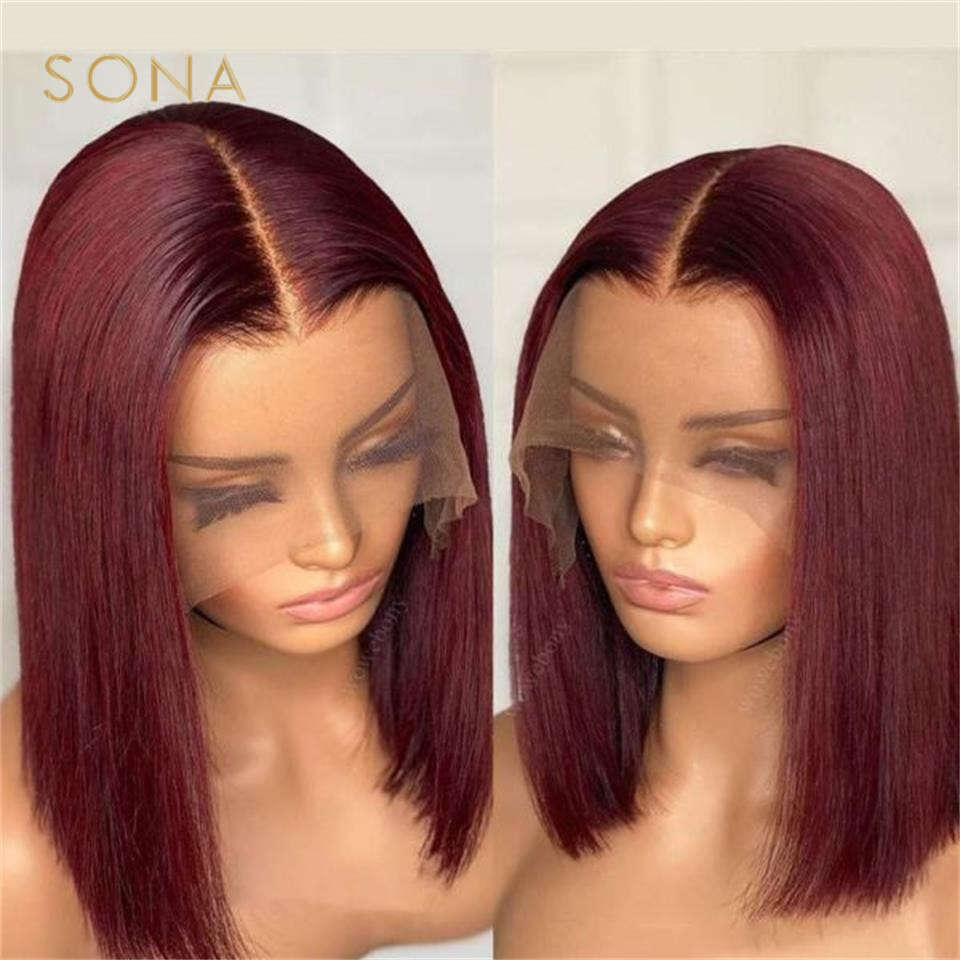 Bury 99J Human Hair 13X4 Frontal Wigs For Women Ginger Colored Lace Front Bob Wig Pre Plecked
