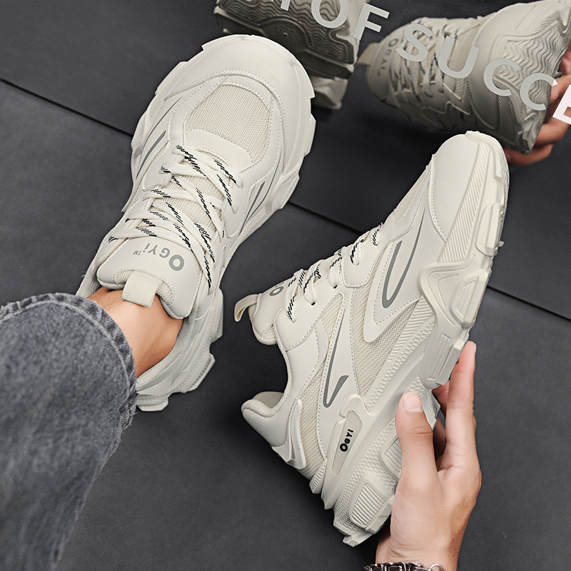 Men Sports Mesh Breathable Trendy Thick Sole Clunky Shoes Fashion Athleisure Sneakers Free Shiping