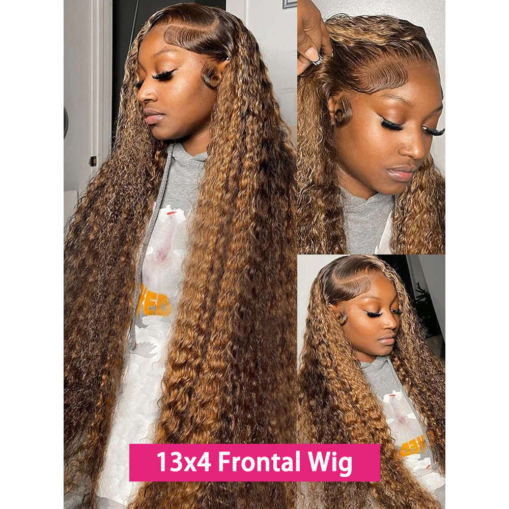 Wear And Ombre Highlight Deep Water Wave 6X4 Hd Lace Glueless Pre Plucked Human Wigs Ready To Go Curly Wig 100%