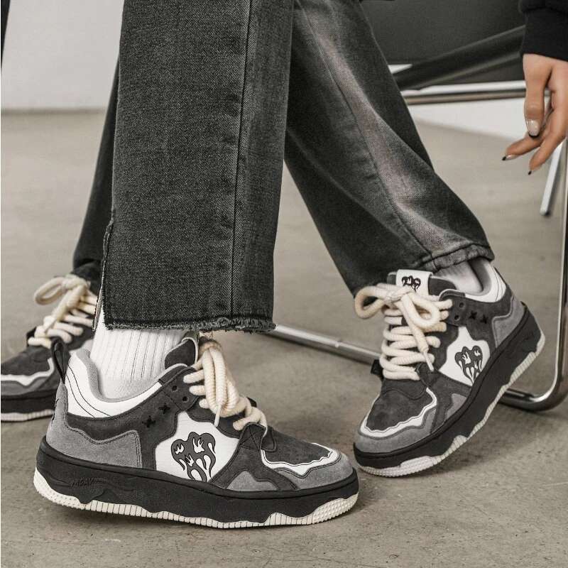 Women Men Retro Hip-hop Punk Goth Volcano Skateboard Shoes Fashion Sneakers Couple Students Outdoor Sports Casual Shoe