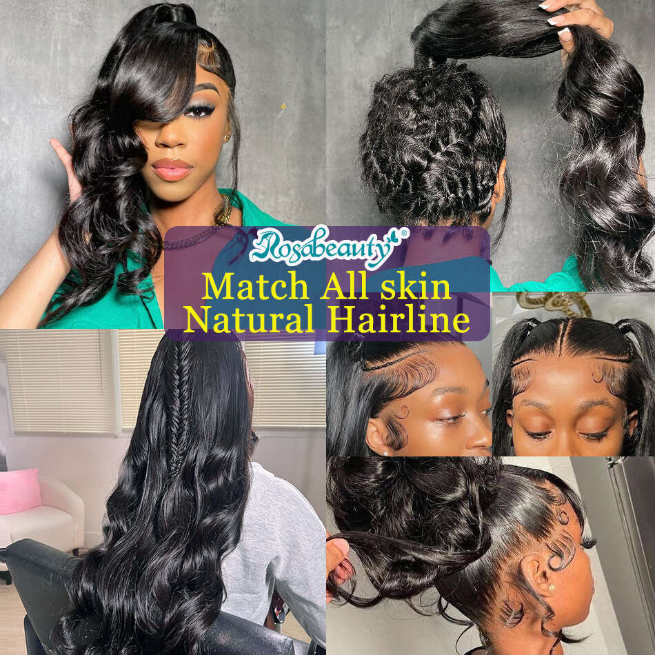 Rosabeauty 30 40 Inch 360 Front Human Hair Pre Plucked Brazilian 200% Bleached Knots Lace Frontal Wig Ponytail Wigs