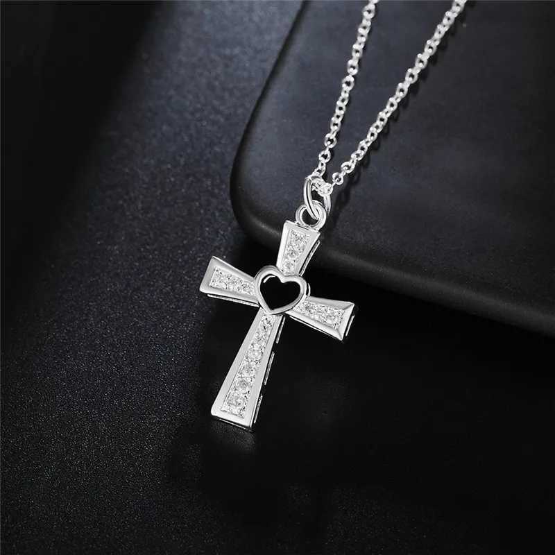 Promotion 925 sterling silver beautiful fashionable elegant and charming crystal cross pendant CZ zircon beautiful necklace jewelry W240918