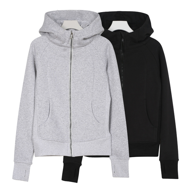 Full Zip Hoodie Women Yoga Shirts fitted Waist Hooded Sweatshirt Gym Sportswear Pullover Outdoor Sports Jogging Hoodies Thick Long-sleeves with Fleece jacket