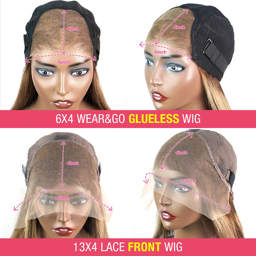 Highlight Glueless Wig Ready To Wear And Go Preplucked Straight 13X4 HD Lace Frontal Colored Human Hair Wigs On Sale