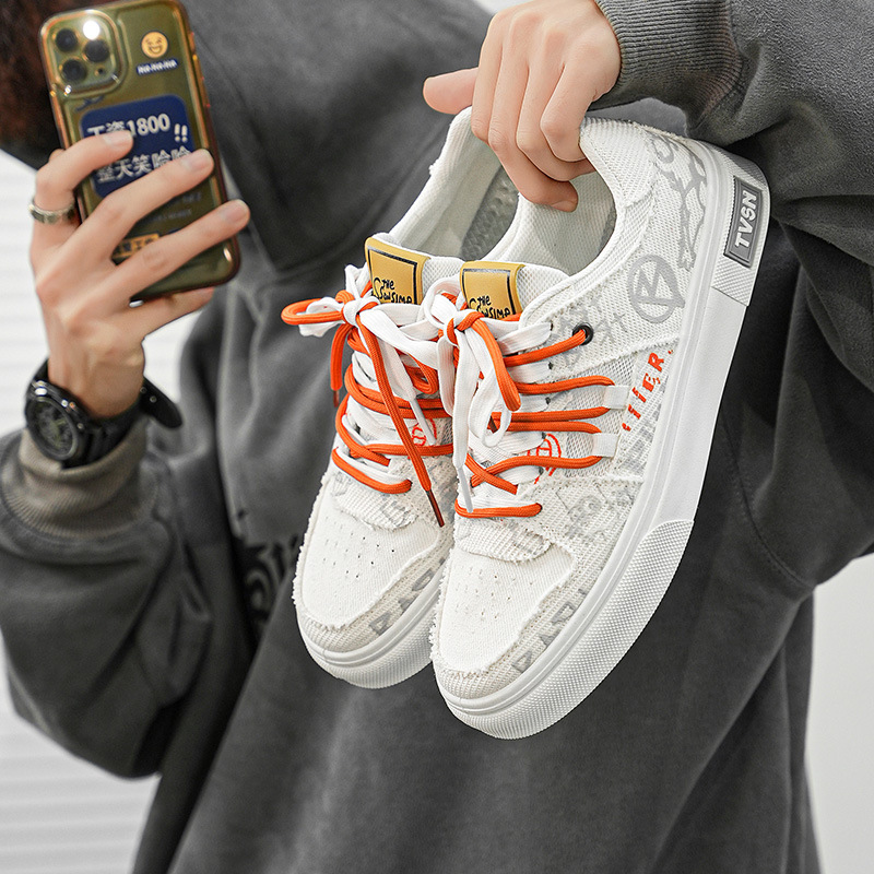 Breathable Casual Shoes: Trendy 2024 Men's Fashion Printing Versatile Footwear b4ee