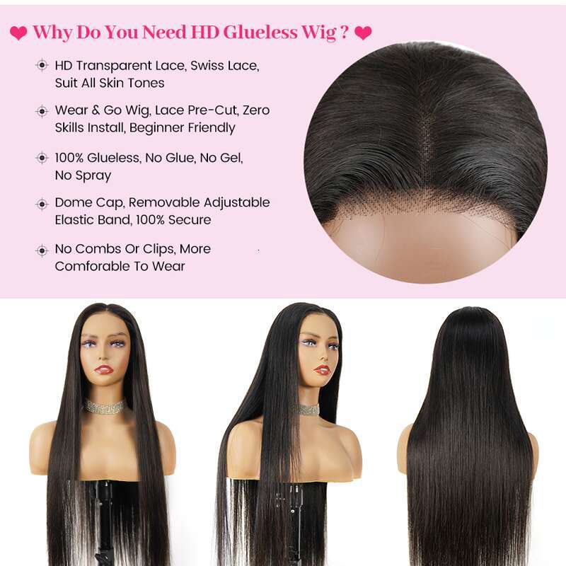 Straight Glueless Preplucked Human Ready To Go 6X4 Closure Front Wigs For Women Lace Pre Cut Wig Noglue Naturehaire